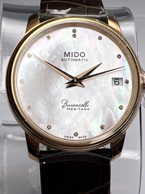 Mido Baroncelli Heritage 33mm Automatic Date Mother Pearl Watch w/ Box